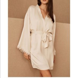 NWT BHLDN Anthropologie Silky Matine Robe Ivory